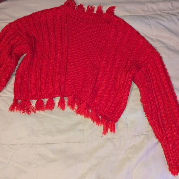Knit Red Sweater with Tassels - Picture 4 of 5